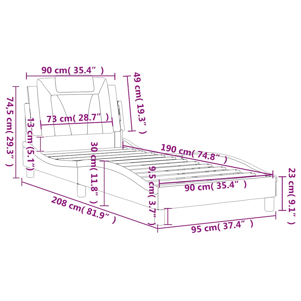 Okvir za krevet Viana bez madraca bijeli 90x190 cm od umjetne kože
