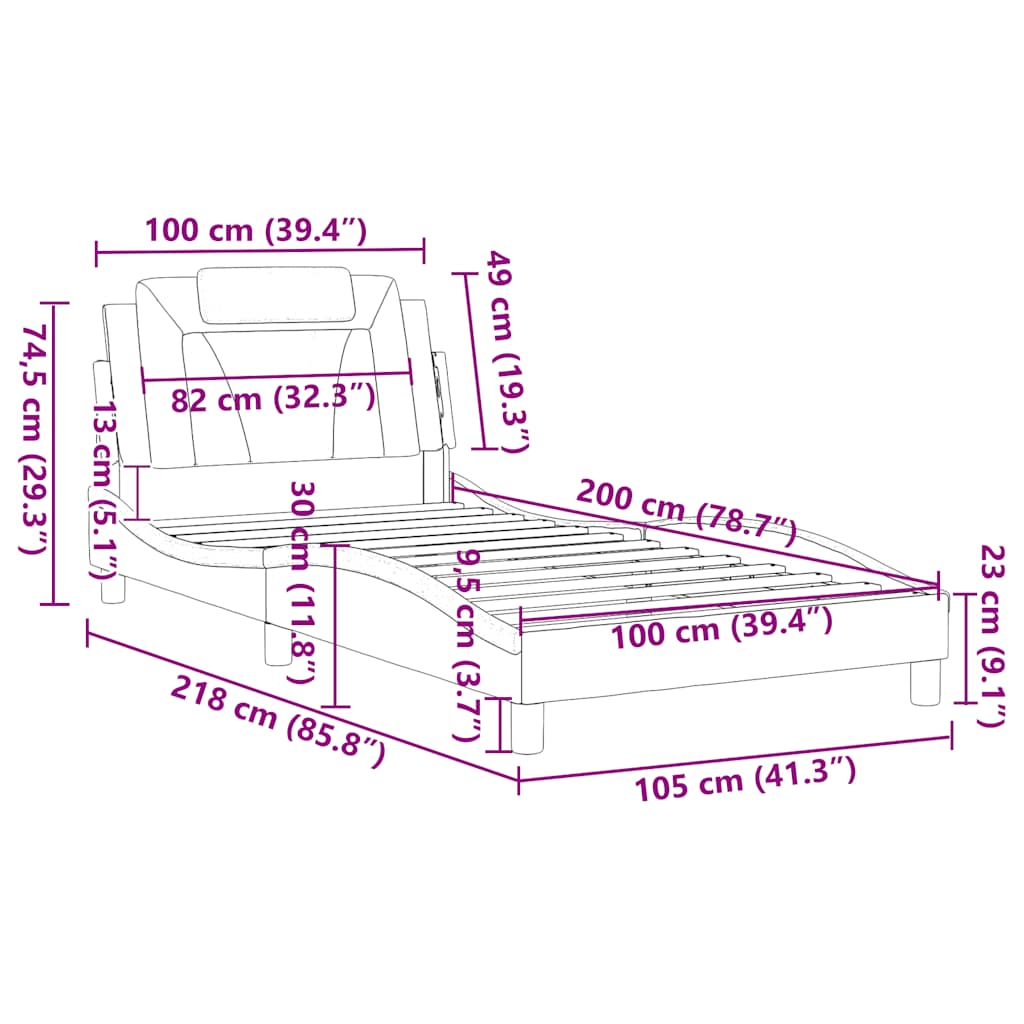 Okvir za krevet Viana bez madraca smeđi 100x200 cm od umjetne kože