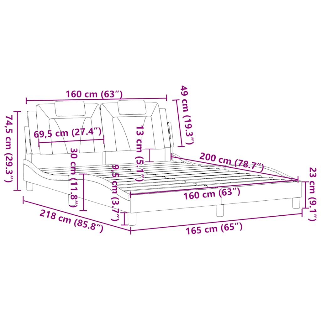 Okvir za krevet Viana bez madraca bijeli 160x200 cm od umjetne kože