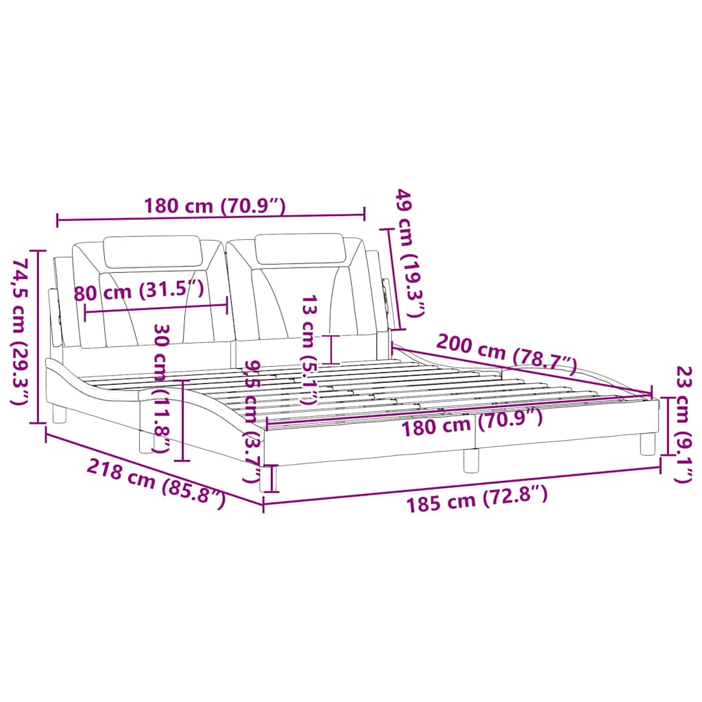 Okvir za krevet Viana bez madraca bijeli 180x200 cm od umjetne kože