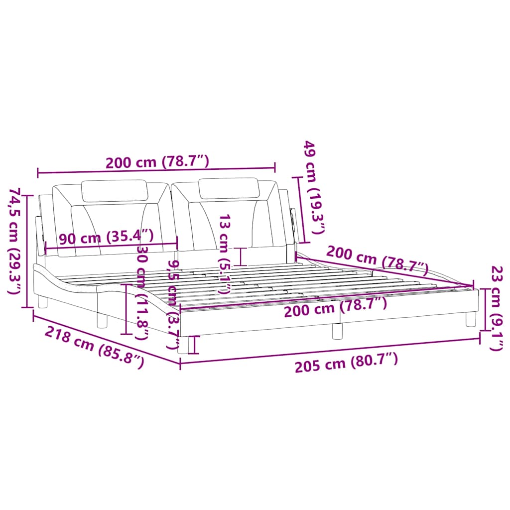 Okvir za krevet Viana bez madraca crno-bijeli 200x200cm umjetna koža