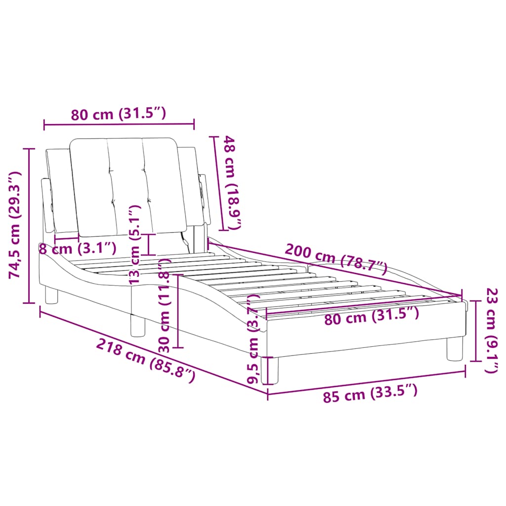 Okvir za krevet bez madraca Zadar smeđi 80 x 200 cm od umjetne kože