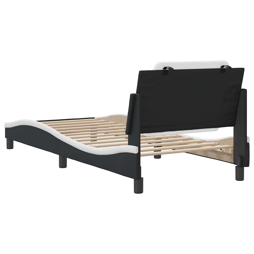 Okvir kreveta bez madraca Zadar crno-bijeli 80x200 cm umjetna koža
