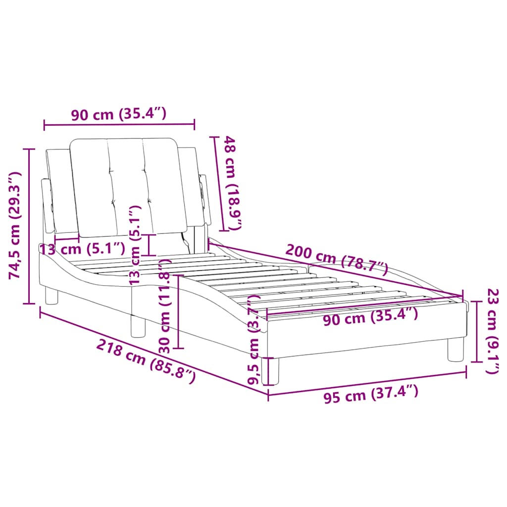 Okvir za krevet bez madraca Zadar bijela 90x200 cm od umjetne kože