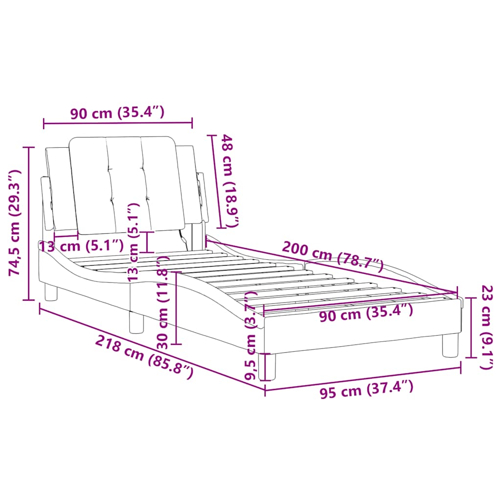 Okvir kreveta bez madraca Zadar bijelo-crni 90 x 200 cm umjetna koža