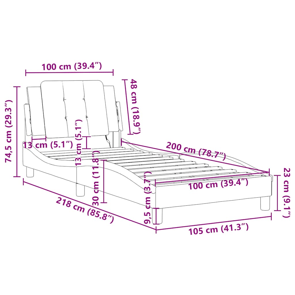 Okvir za krevet bez madraca Zadar crni 100x200 cm od umjetne kože