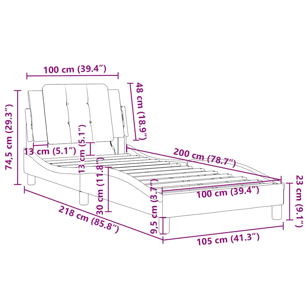 Okvir za krevet bez madraca Zadar bijeli 100x200 cm od umjetne kože