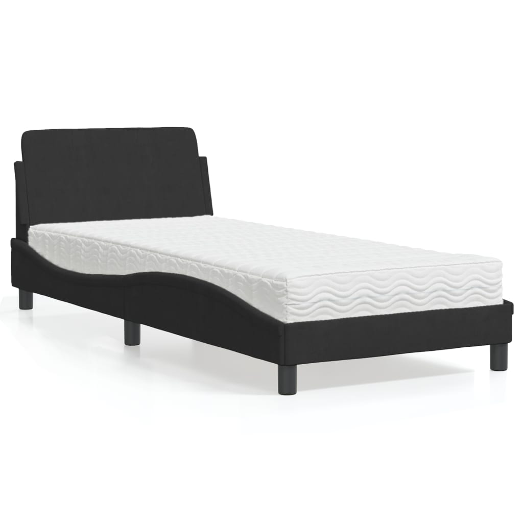 Krevet s madracem Dover crni 80 x 200 cm baršunasti