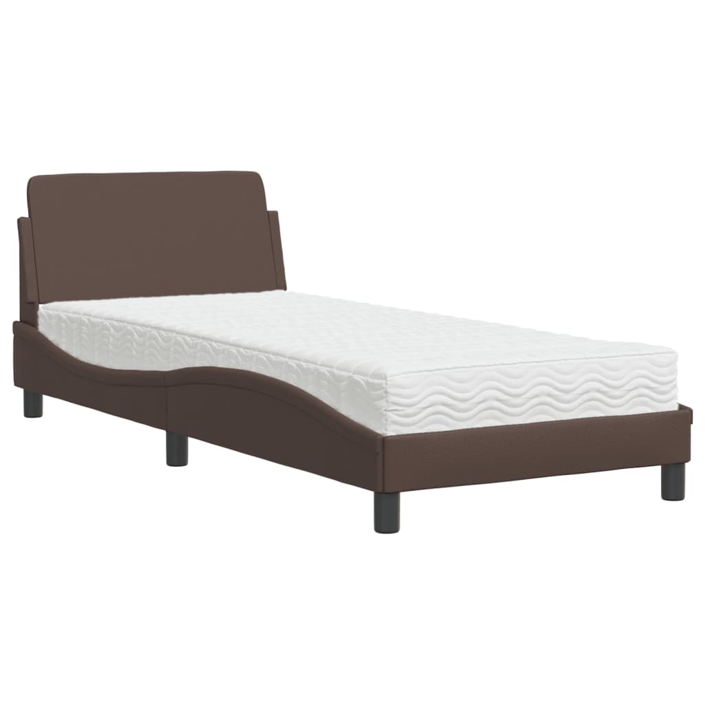 Krevet s madracem Dover smeđi 80 x 200 cm od umjetne kože