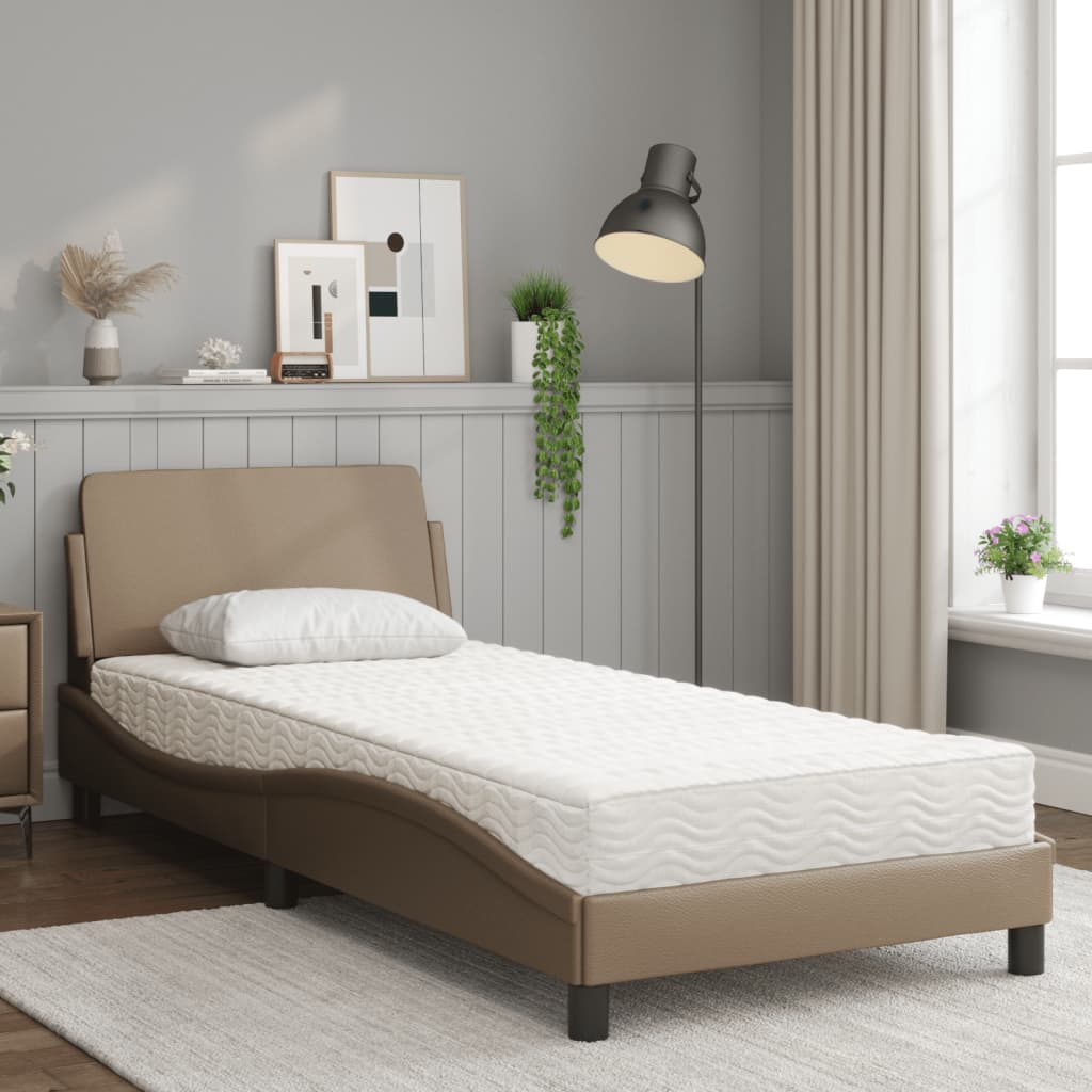 Krevet s madracem Dover cappuccino boje 80 x 200 cm od umjetne kože