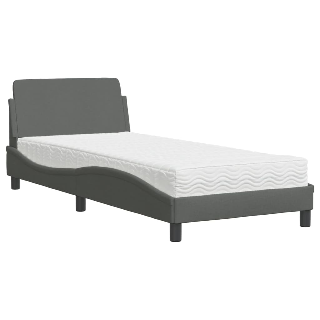 Krevet s madracem Dover tamnosivi 90 x 190 cm od tkanine