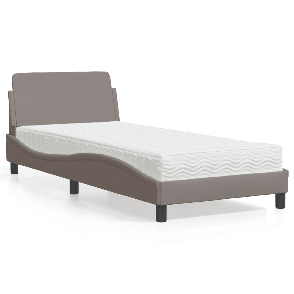 Krevet s madracem Dover smeđesivi 90x190 cm od tkanine
