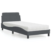Krevet s madracem Dover tamnosivi 90x190 cm baršunasti