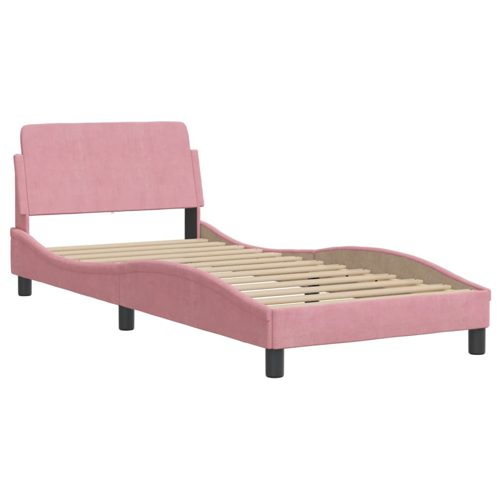 Krevet s madracem Dover ružičasti 90x190 cm baršunasti