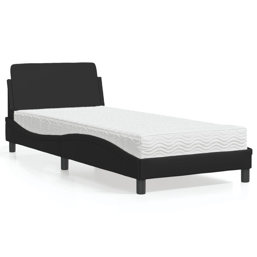 Krevet s madracem Dover crni 90 x 200 cm od umjetne kože