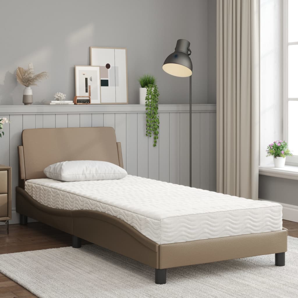 Krevet s madracem Dover boja cappuccina 90 x 200 cm od umjetne kože