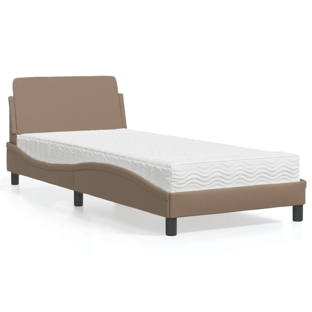 Krevet s madracem Dover boja cappuccina 90 x 200 cm od umjetne kože