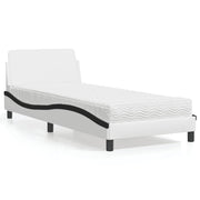 Krevet s madracem Dover bijelo-crni 90 x 200 cm od umjetne kože