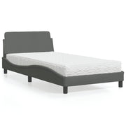 Krevet s madracem Dover tamnosivi 100 x 200 cm od tkanine