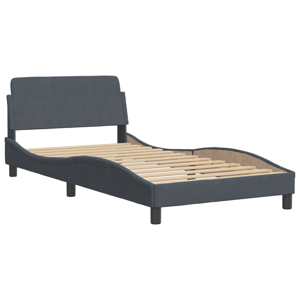 Krevet s madracem Dover tamnosivi 100x200 cm baršunasti