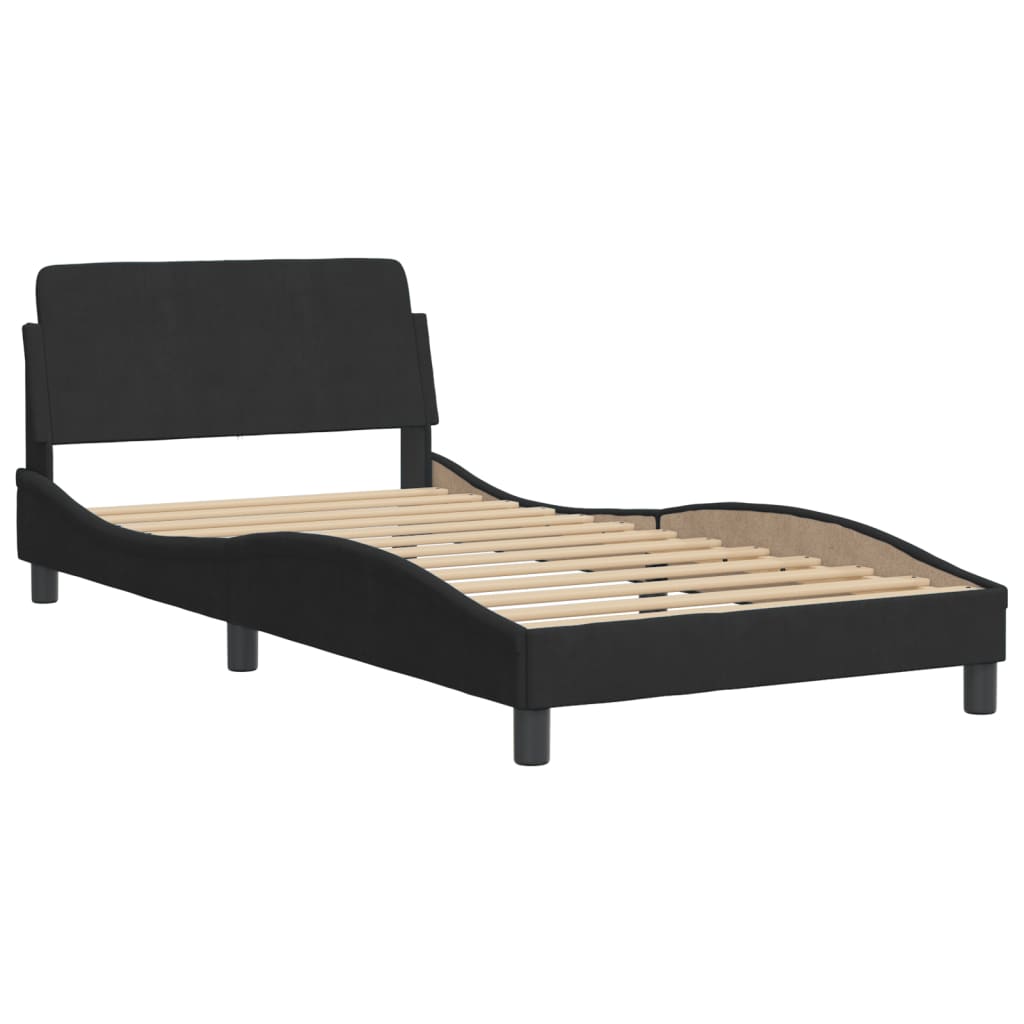 Krevet s madracem Dover crni 100x200 cm baršunasti