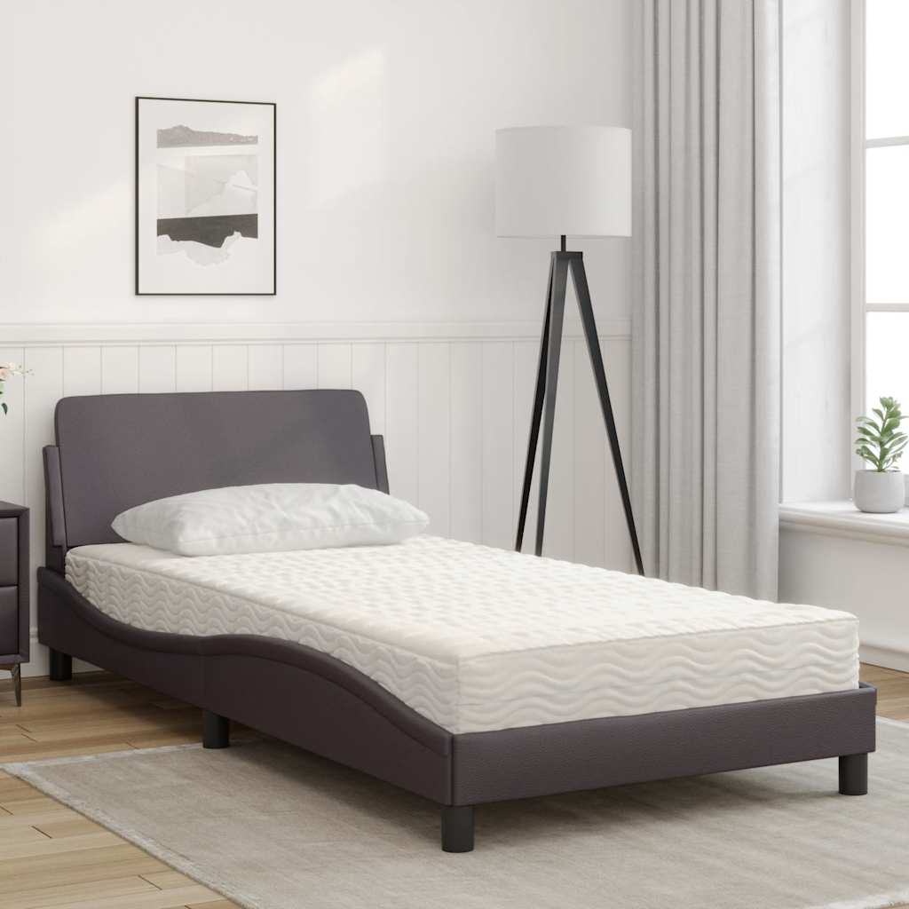 Krevet s madracem Dover sivi 100 x 200 cm od umjetne kože