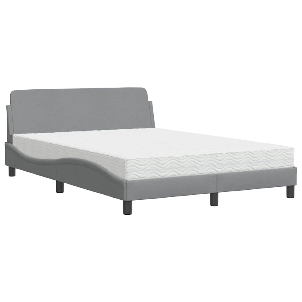 Krevet s madracem Dover svjetlosivi 120 x 200 cm od tkanine