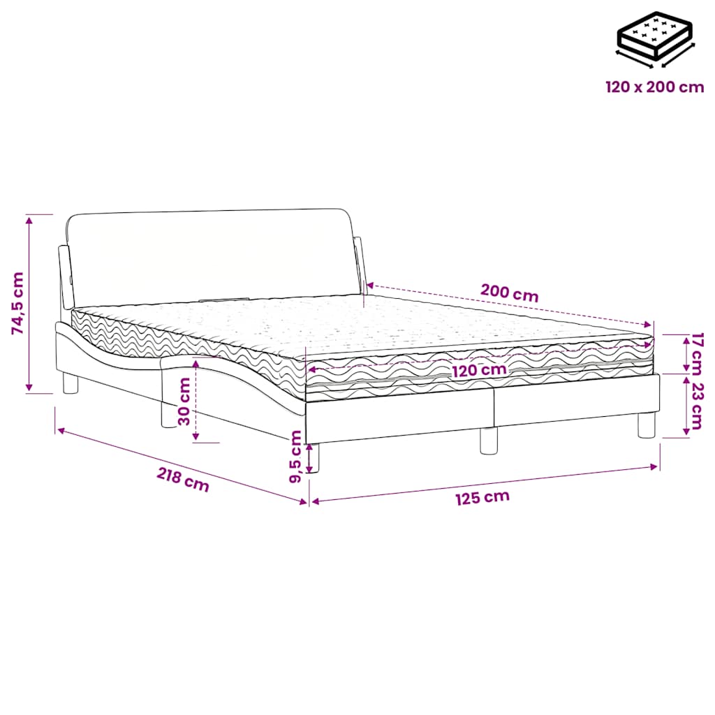 Krevet s madracem Dover crni 120 x 200 cm od tkanine