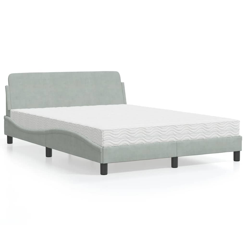 Krevet s madracem Dover svjetlosivi 120 x 200 cm baršunasti