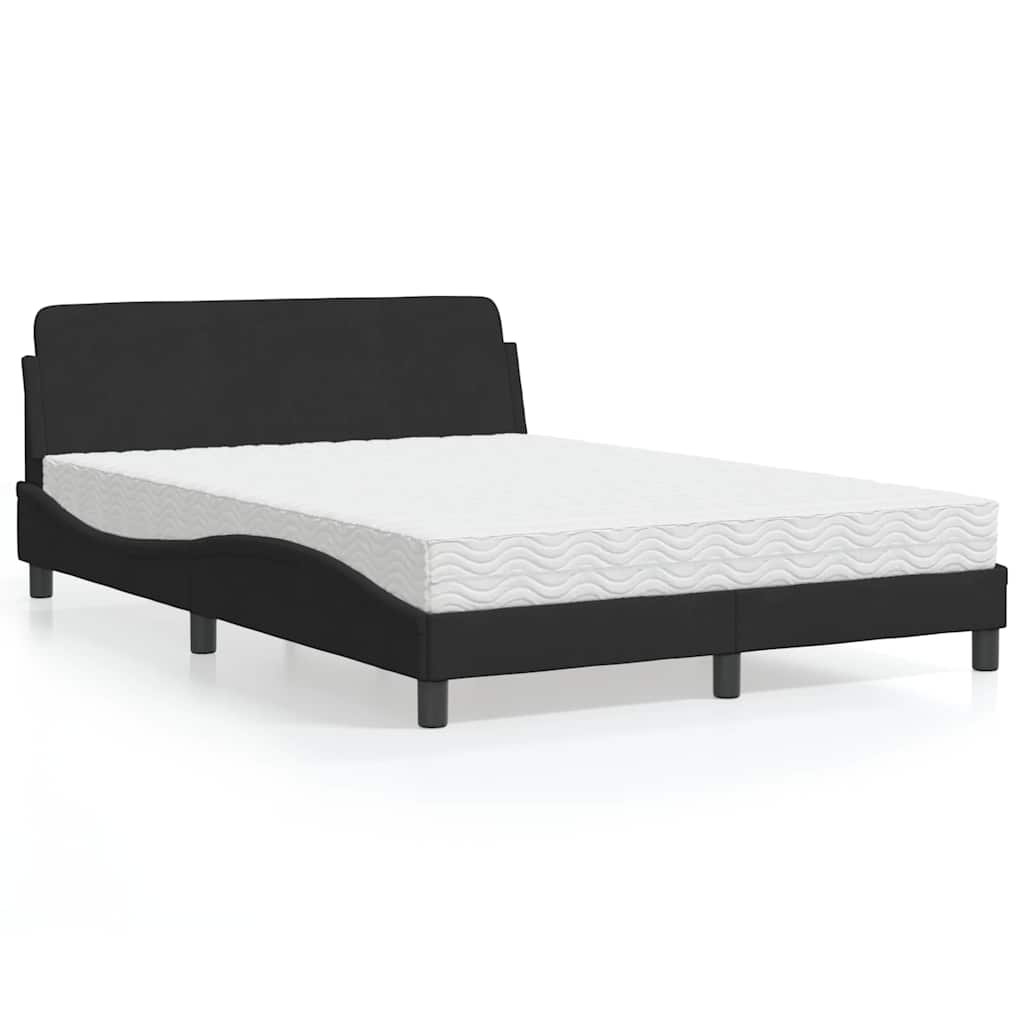 Krevet s madracem Dover crni 120 x 200 cm baršunasti