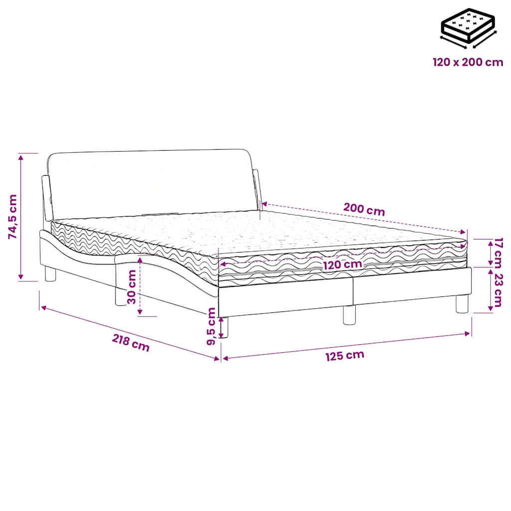 Krevet s madracem Dover bijeli 120 x 200 cm od umjetne kože