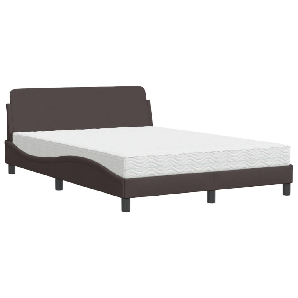 Krevet s madracem Dover tamnosmeđi 140 x 190 cm od tkanine