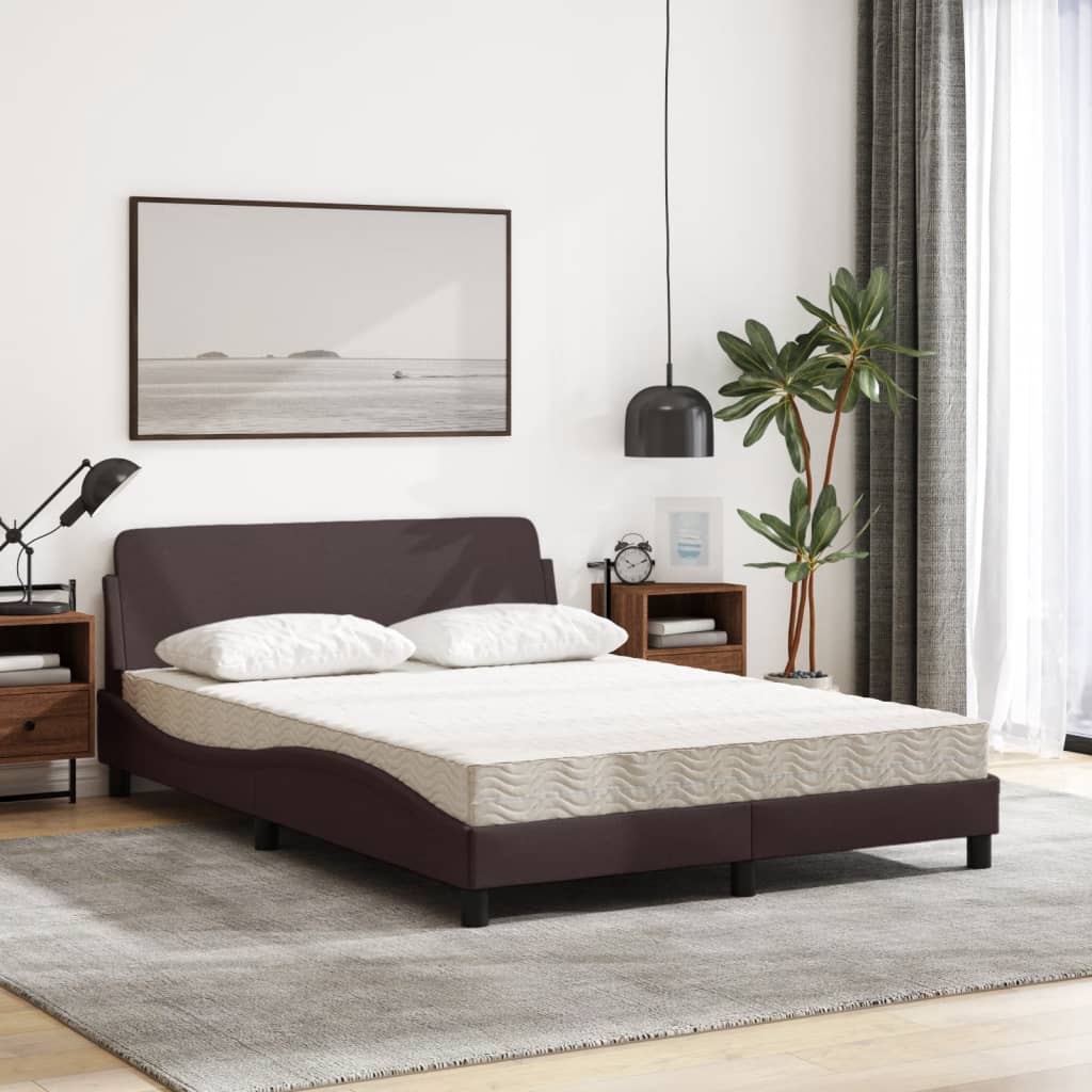 Krevet s madracem Dover tamnosmeđi 140 x 190 cm od tkanine
