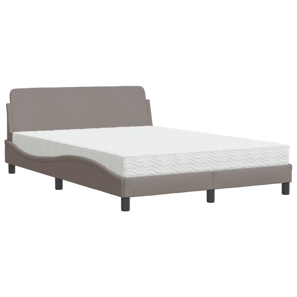 Krevet s madracem Dover smeđesivi 140 x 190 cm od tkanine