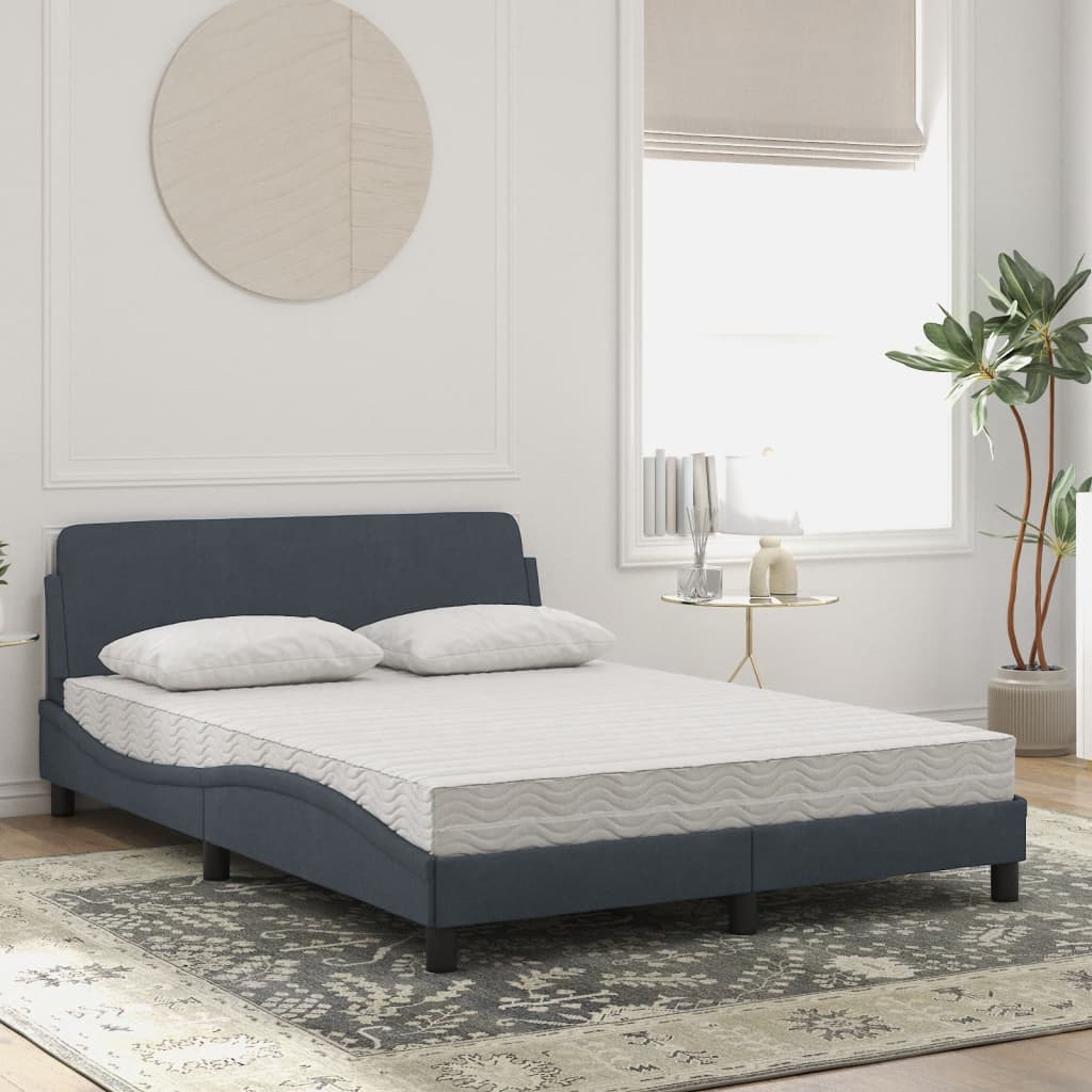 Krevet s madracem Dover tamnosivi 140x190 cm baršunasti