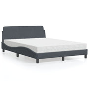 Krevet s madracem Dover tamnosivi 140x190 cm baršunasti