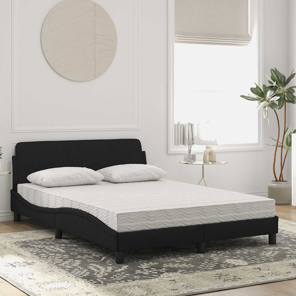 Krevet s madracem Dover crni 140x200 cm baršunasti