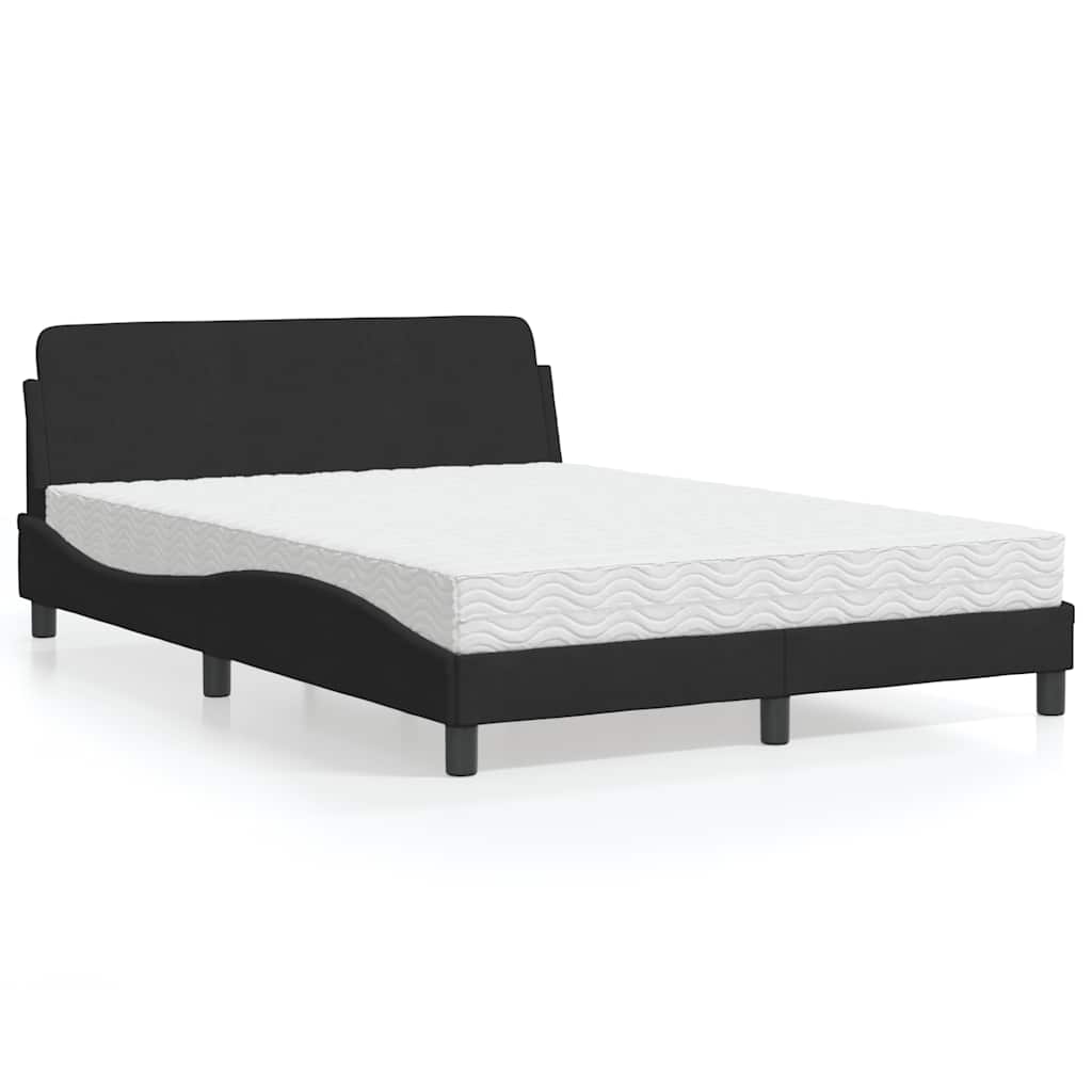 Krevet s madracem Dover crni 140x200 cm baršunasti