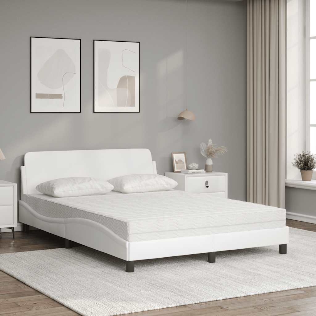 Krevet s madracem Dover bijeli 140x200 cm od umjetne kože