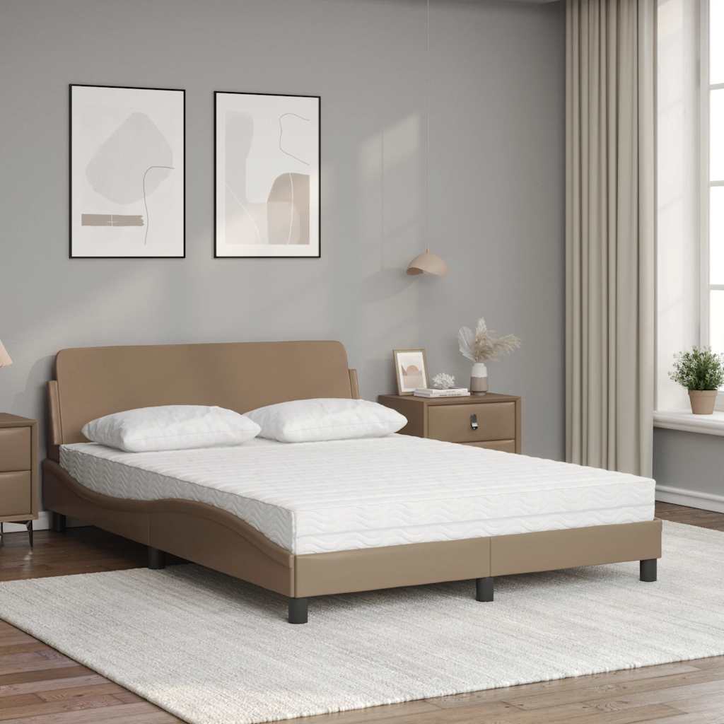 Krevet s madrac Dover cappuccino 140x200cm od umjetne kože