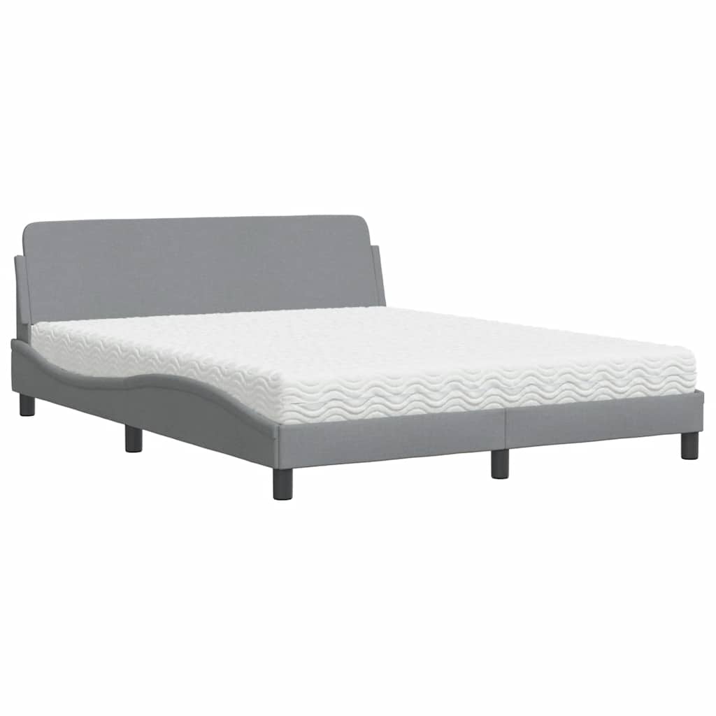 Krevet s madracem Dover svjetlosiva 160x200 cm tkanina