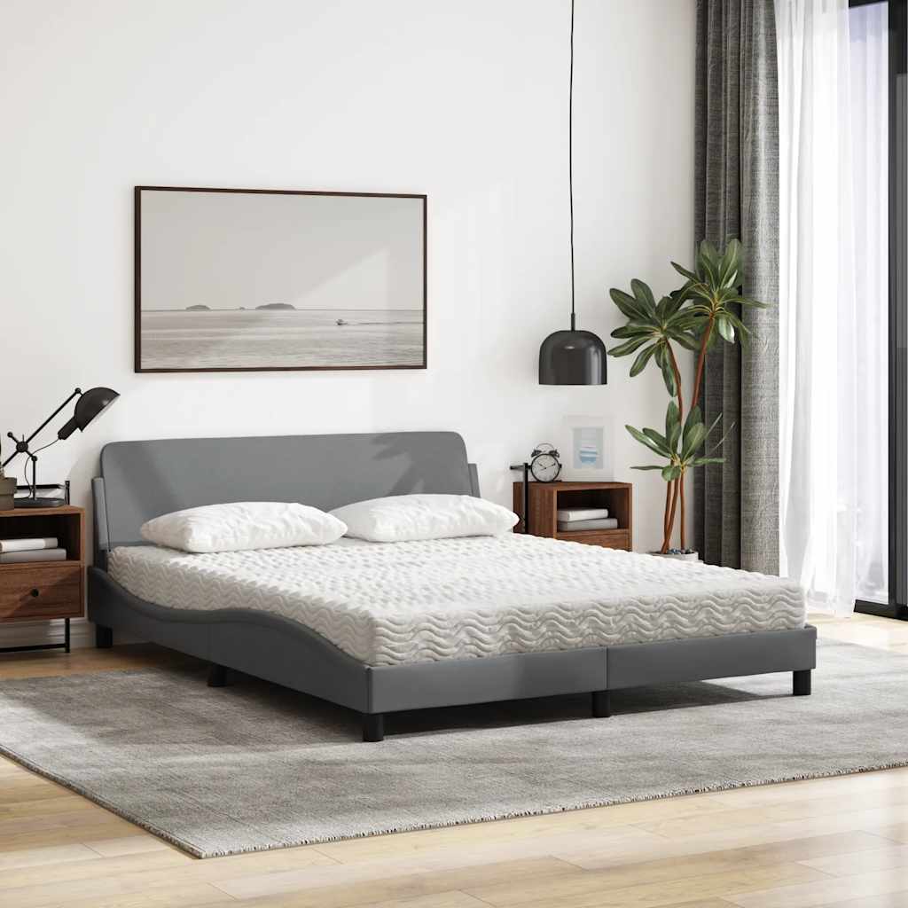 Krevet s madracem Dover svjetlosiva 160x200 cm tkanina