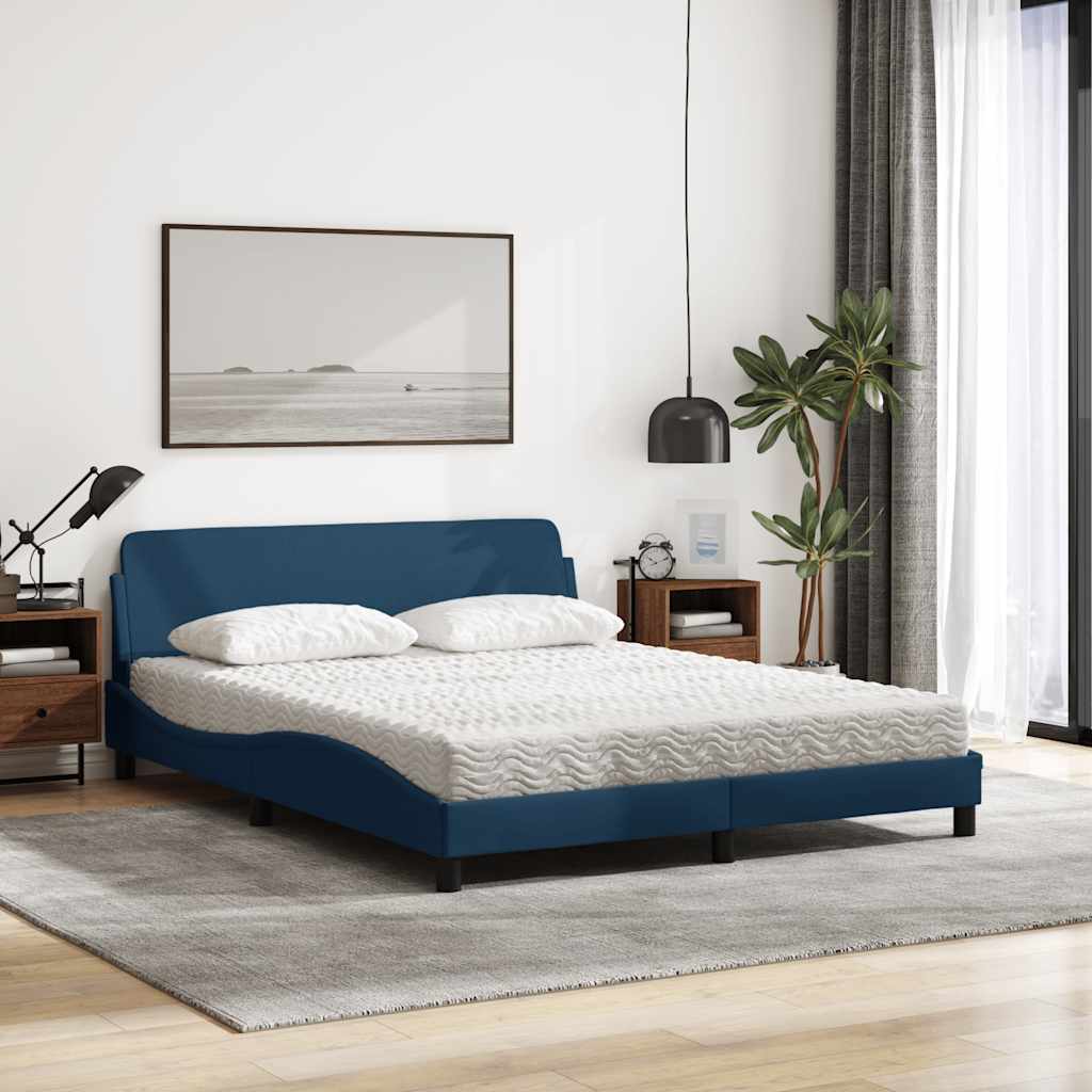 Krevet s madracem Dover plavi 160x200 cm od tkanine