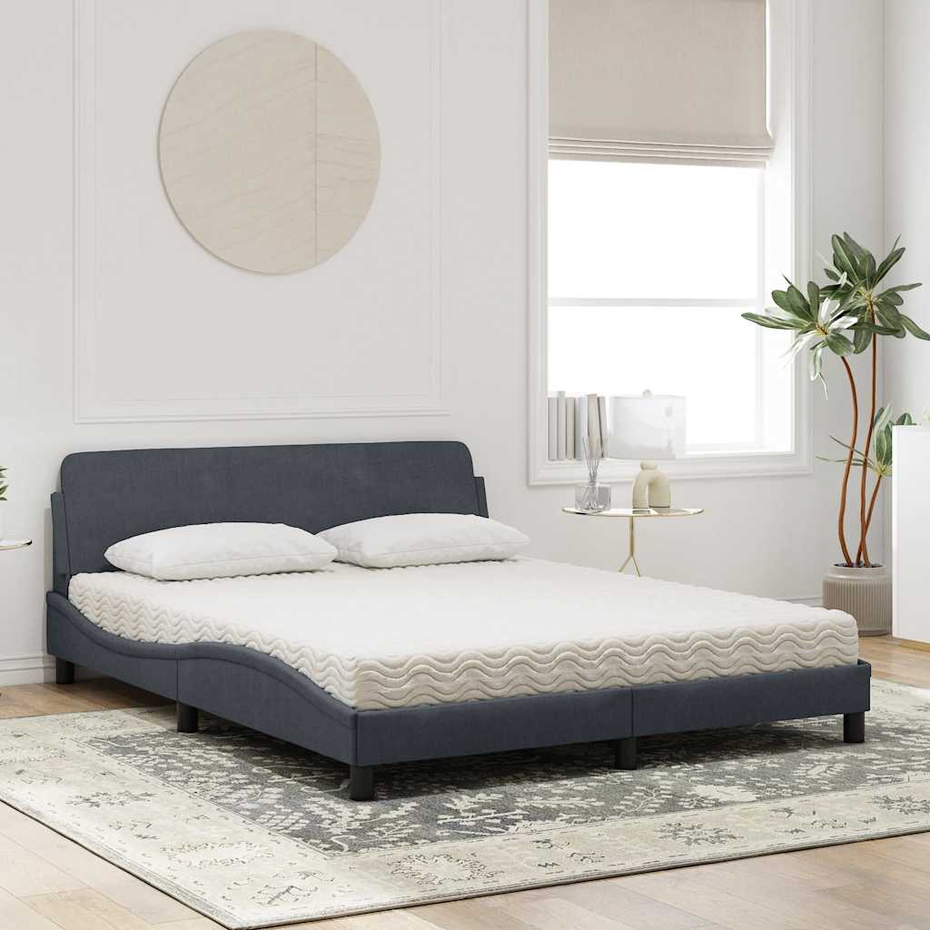Krevet s madracem Dover tamnosivi 160x200 cm baršunasti
