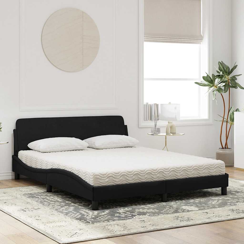 Krevet s madracem Dover crni 160x200 cm baršunasti