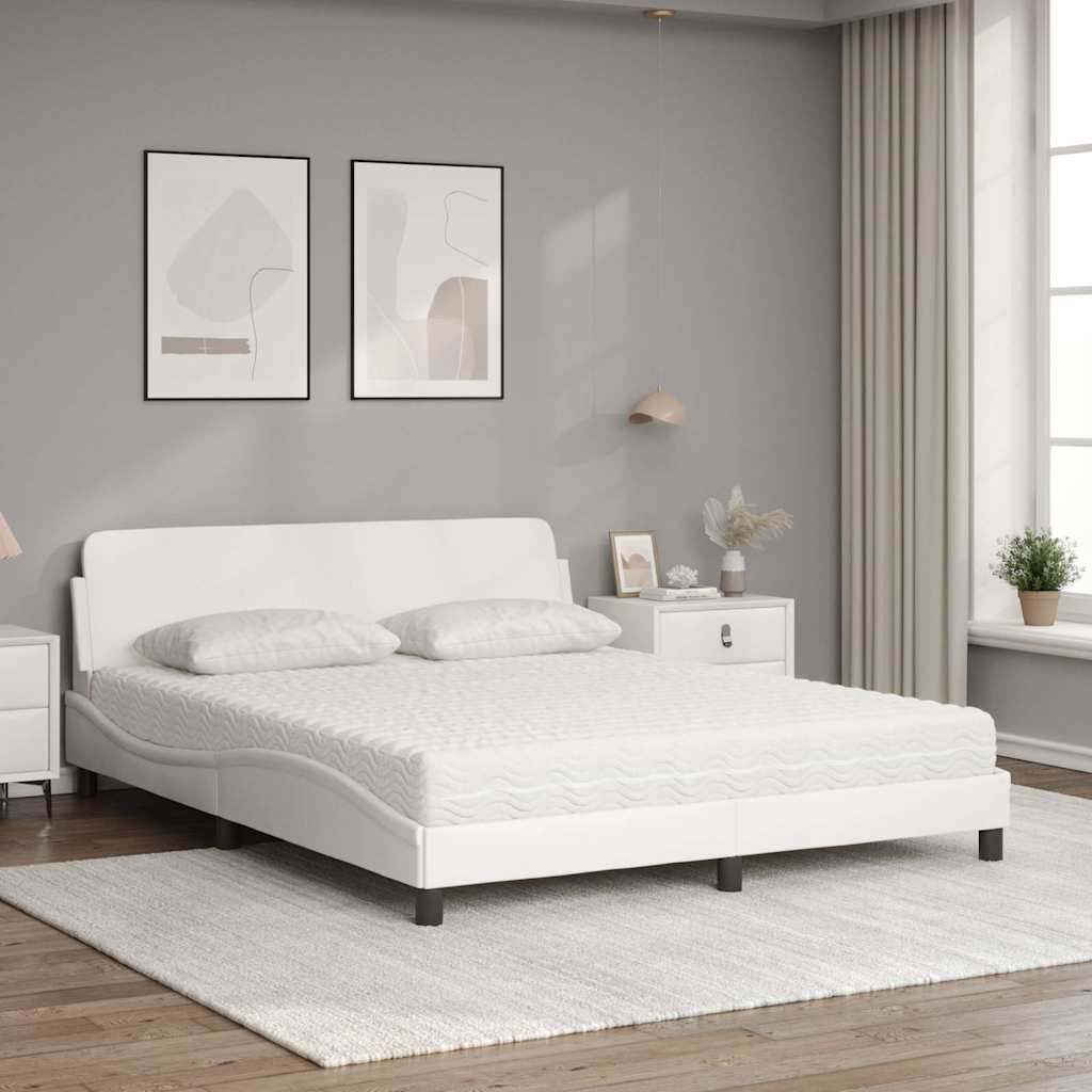 Krevet s madracem Dover bijeli 160x200 cm od umjetne kože