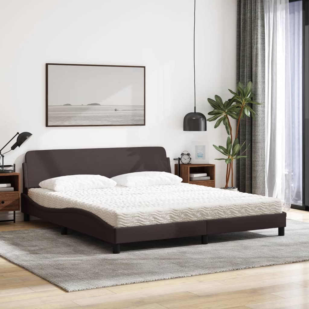 Krevet s madracem Dover tamnosmeđi 180x200 cm tkanina
