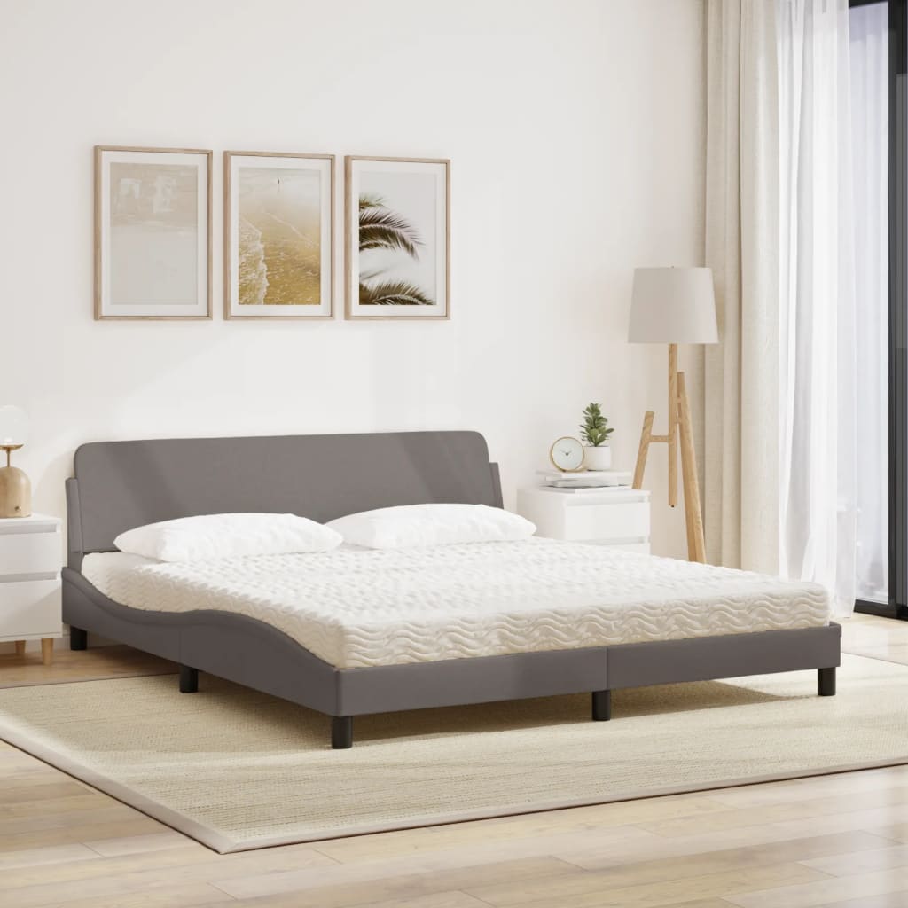 Krevet s madracem Dover smeđesivi 180x200 cm tkanina