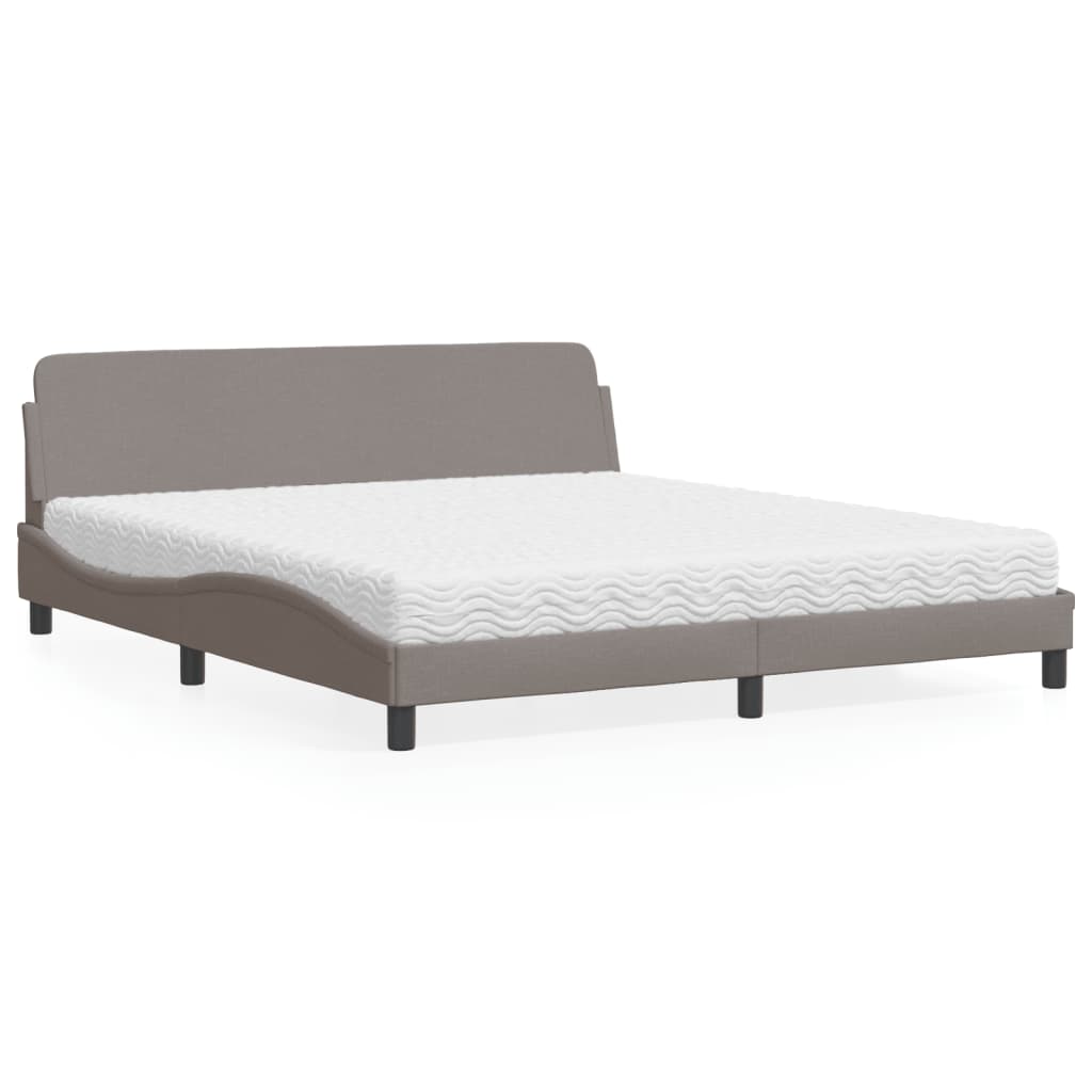 Krevet s madracem Dover smeđesivi 180x200 cm tkanina