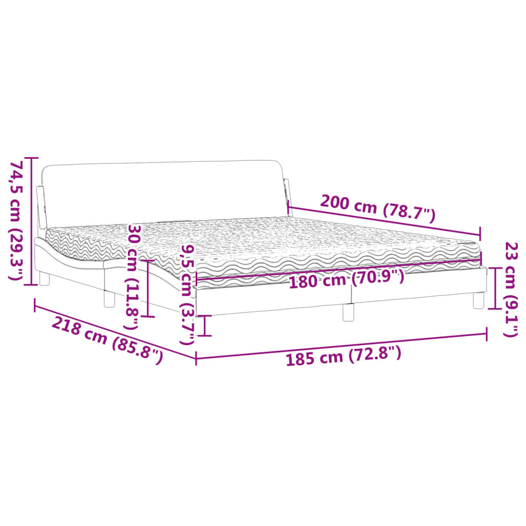 Krevet s madracem Dover tamnosivi 180x200 cm baršunasti